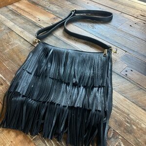 Black Fringe Crossbody Bag
